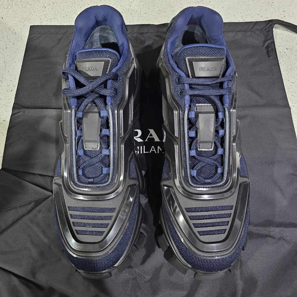 Prada Men's Cloudbust Thunder Navy and Black Sneakers